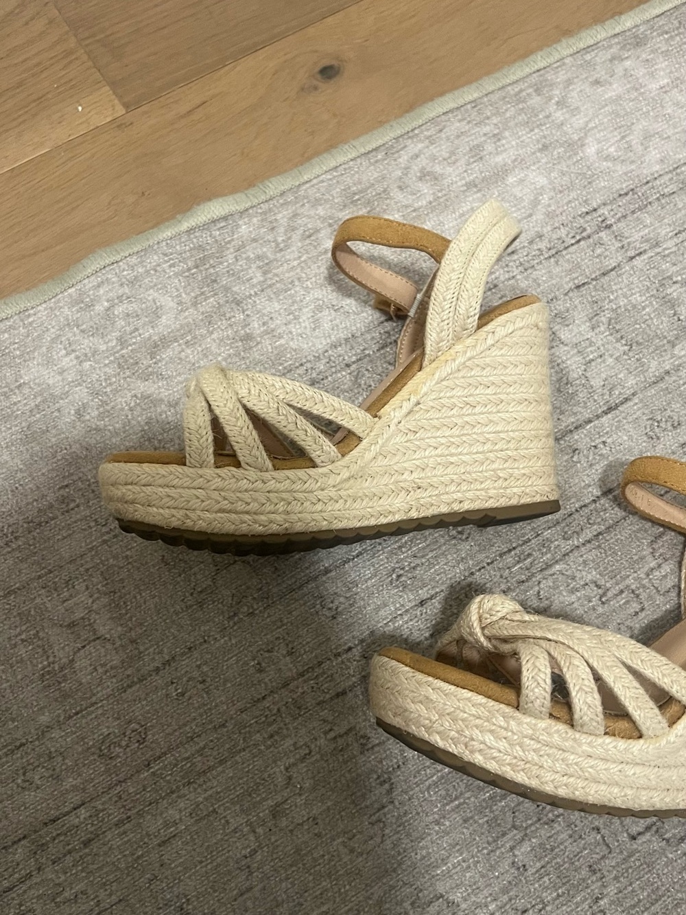 Espadrille Wedge Sandals for women straps open toe platform size 6 high heels - Picture 6 of 10
